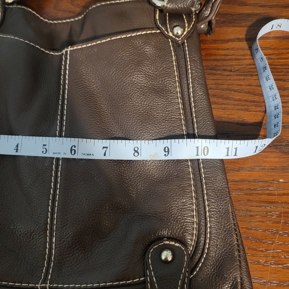 Sophia Caparelli Dark Brown Faux Leather Shoulder Bag with Leopard Print Lining - Picture 9 of 9